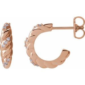 14K Rose Gold .07 CTW Natural Diamond 14 mm Hoop Earrings