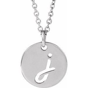 14K White Gold Script Initial J 16-18" Necklace
