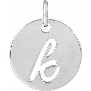 14K White Gold Script Initial K Pendant