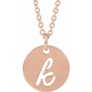 14K Rose Gold Script Initial K 16-18" Necklace