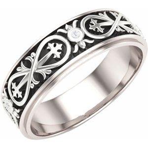 14K White Gold 6.5 mm Fancy Band Size 10.5