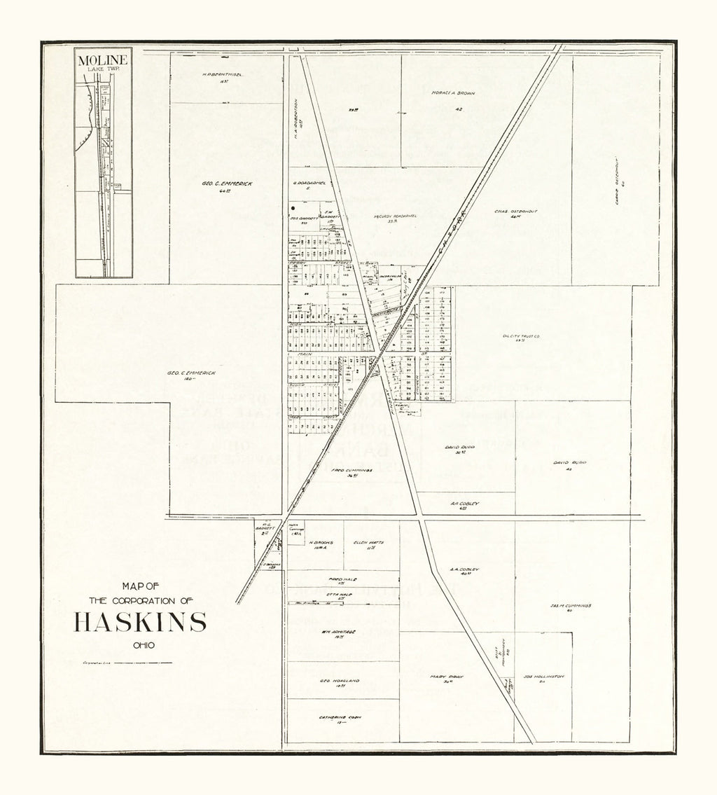 Vintage Map of Haskins, Ohio 1912