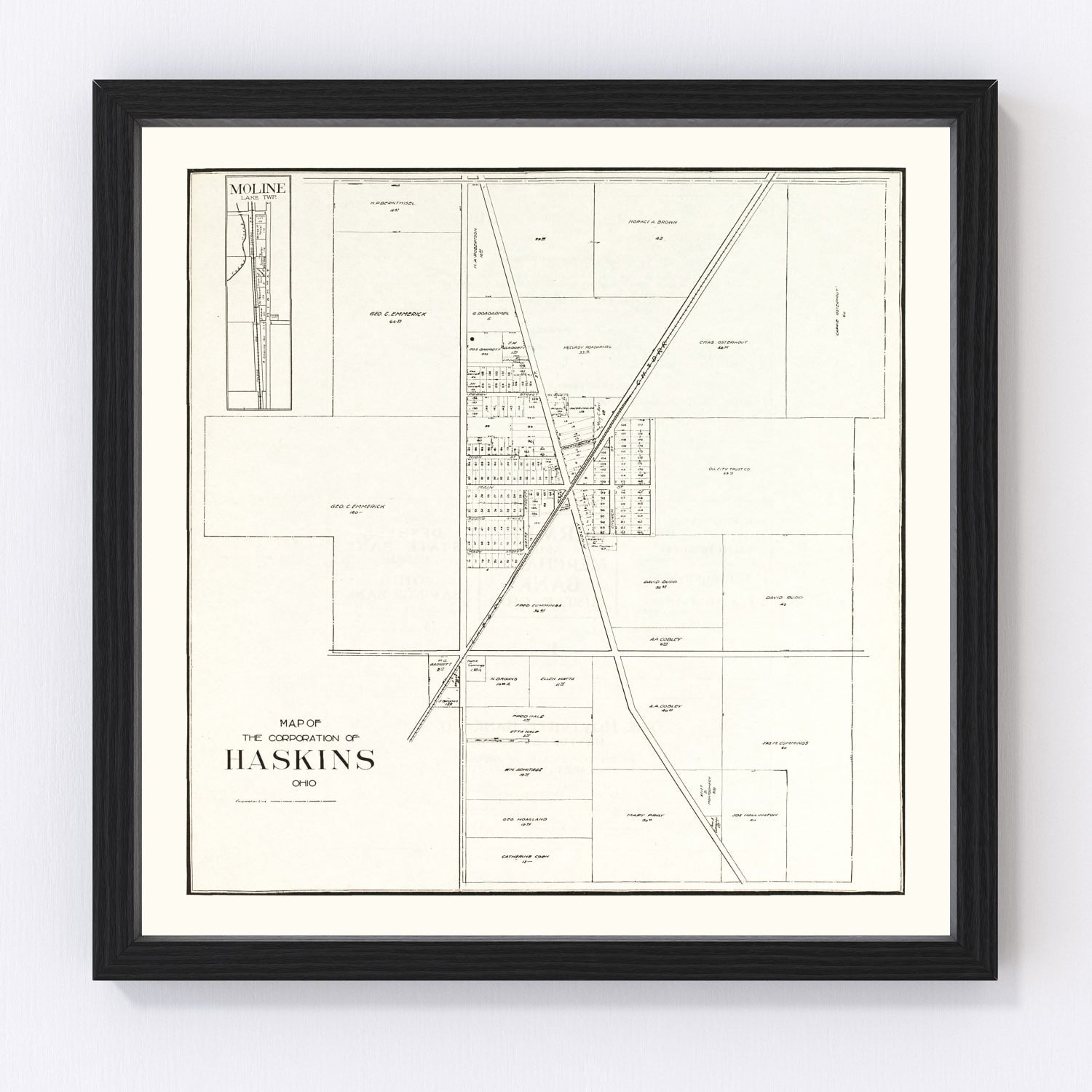 Vintage Map of Haskins, Ohio 1912