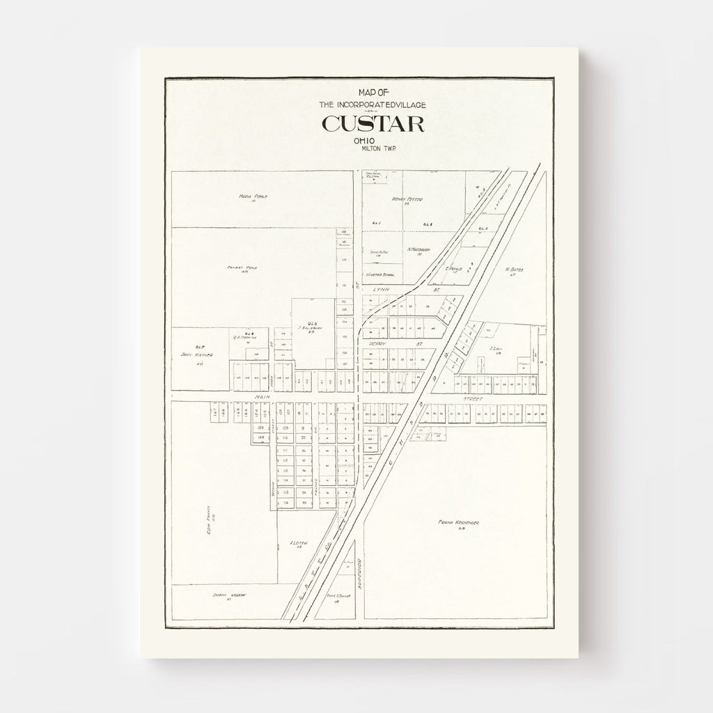 Vintage Map of Custar, Ohio 1912