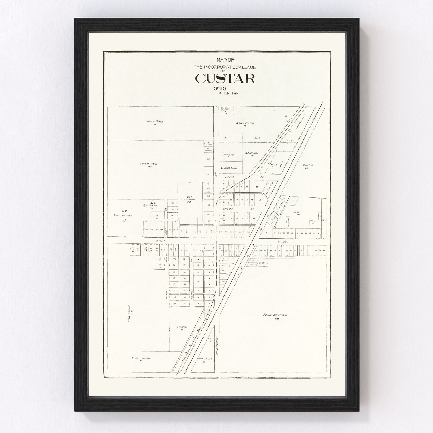 Vintage Map of Custar, Ohio 1912