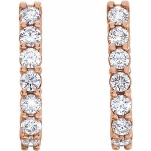 14K Rose Gold 1 1/4 CTW Natural Diamond J-Hoop Earrings – image 2