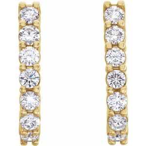 14K Yellow Gold 3/4 CTW Natural Diamond J-Hoop Earrings – image 2