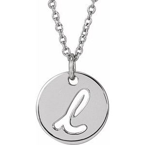 14K White Gold Script Initial L 16-18" Necklace
