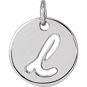 Platinum Script Initial L Pendant