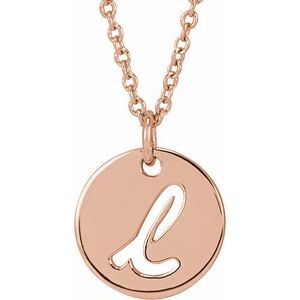 14K Rose Gold Script Initial L 16-18" Necklace