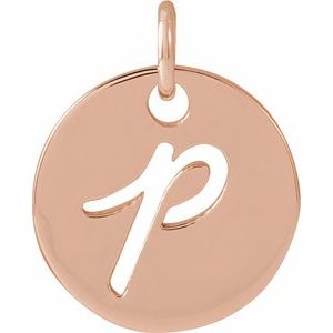 14K Rose Gold Script Initial P Pendant