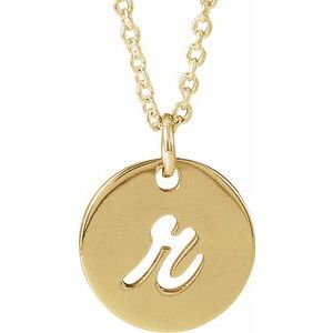 14K Yellow Gold Script Initial R 16-18" Necklace
