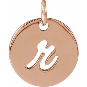 14K Rose Gold Script Initial R Pendant