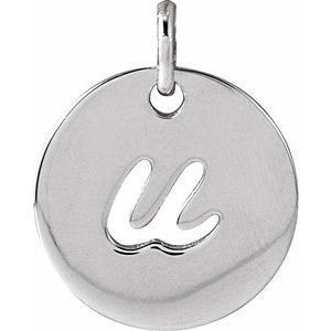 Sterling Silver Script Initial U Pendant