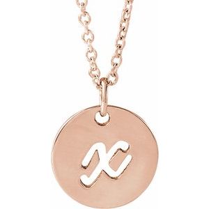 14K Rose Gold Script Initial X 16-18" Necklace
