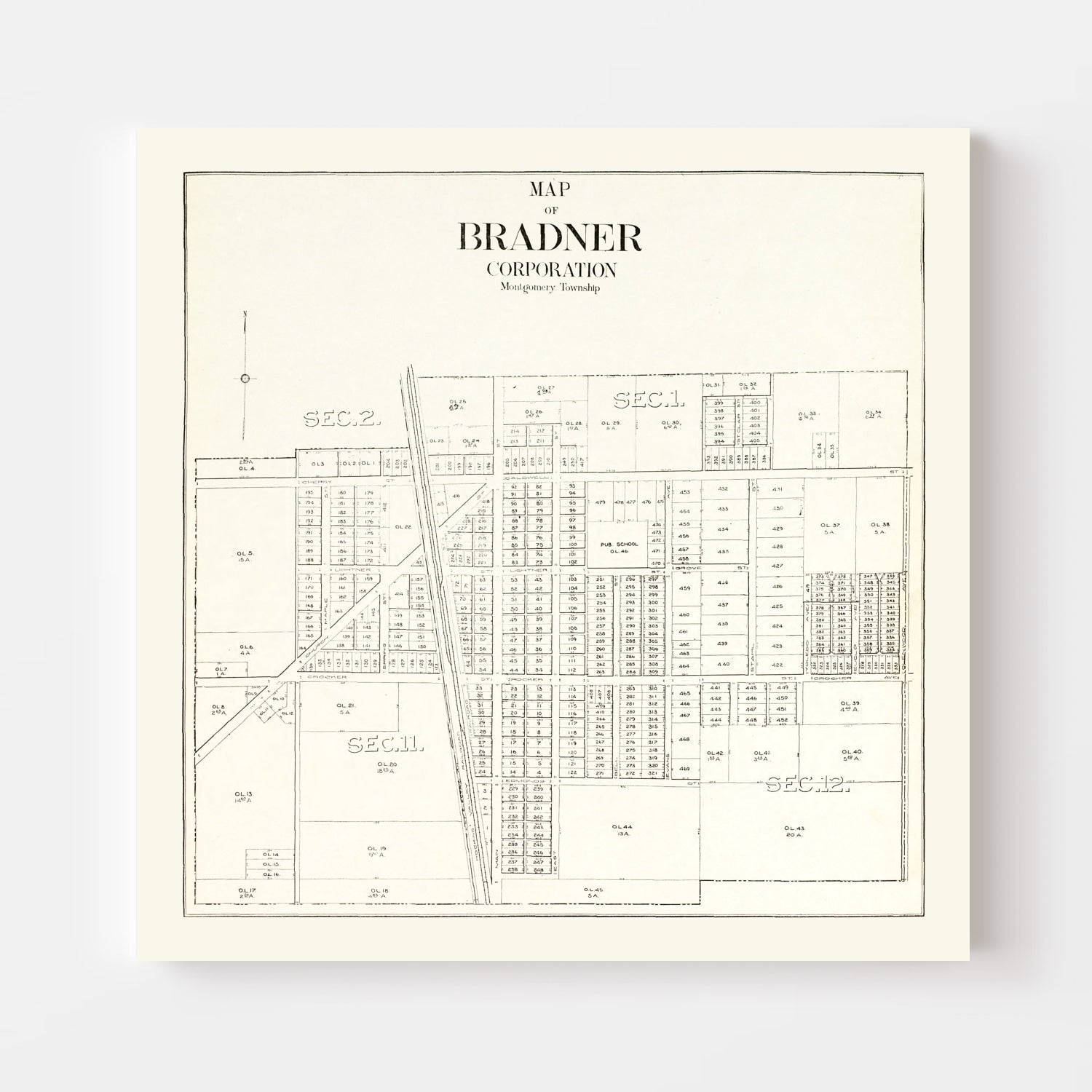 Vintage Map of Bradner, Ohio 1912