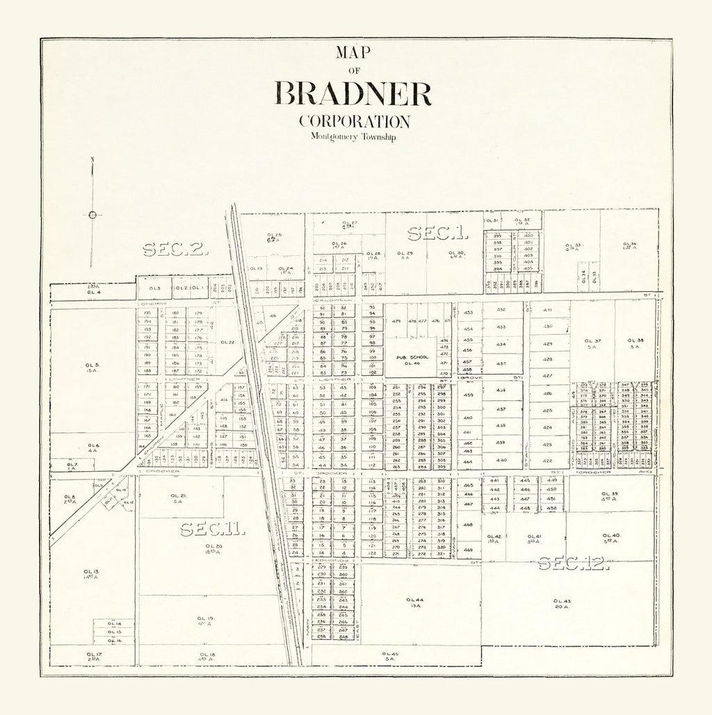 Vintage Map of Bradner, Ohio 1912
