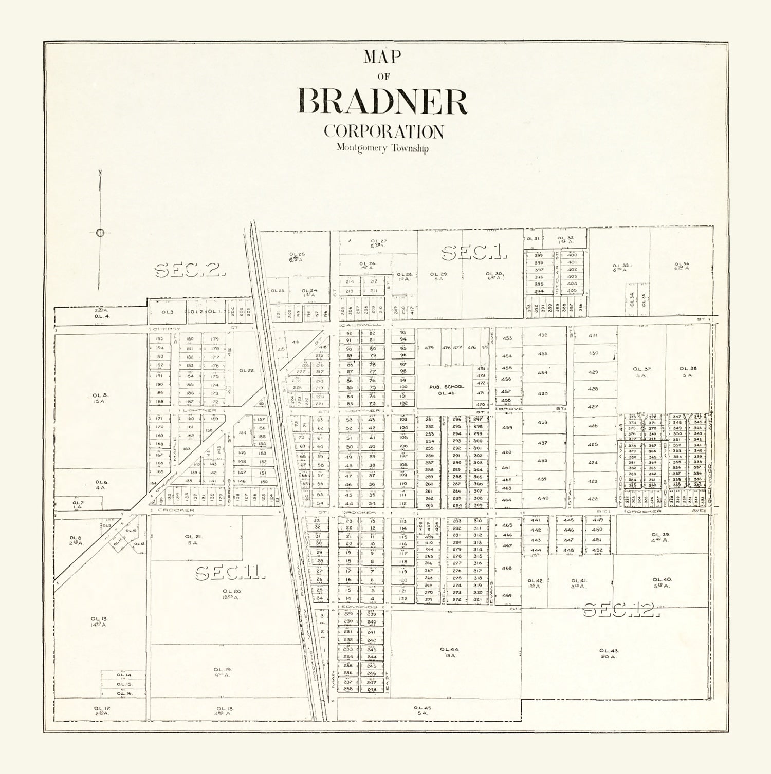 Vintage Map of Bradner, Ohio 1912