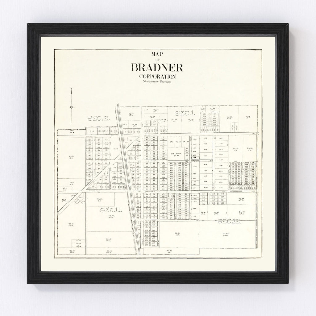 Vintage Map of Bradner, Ohio 1912