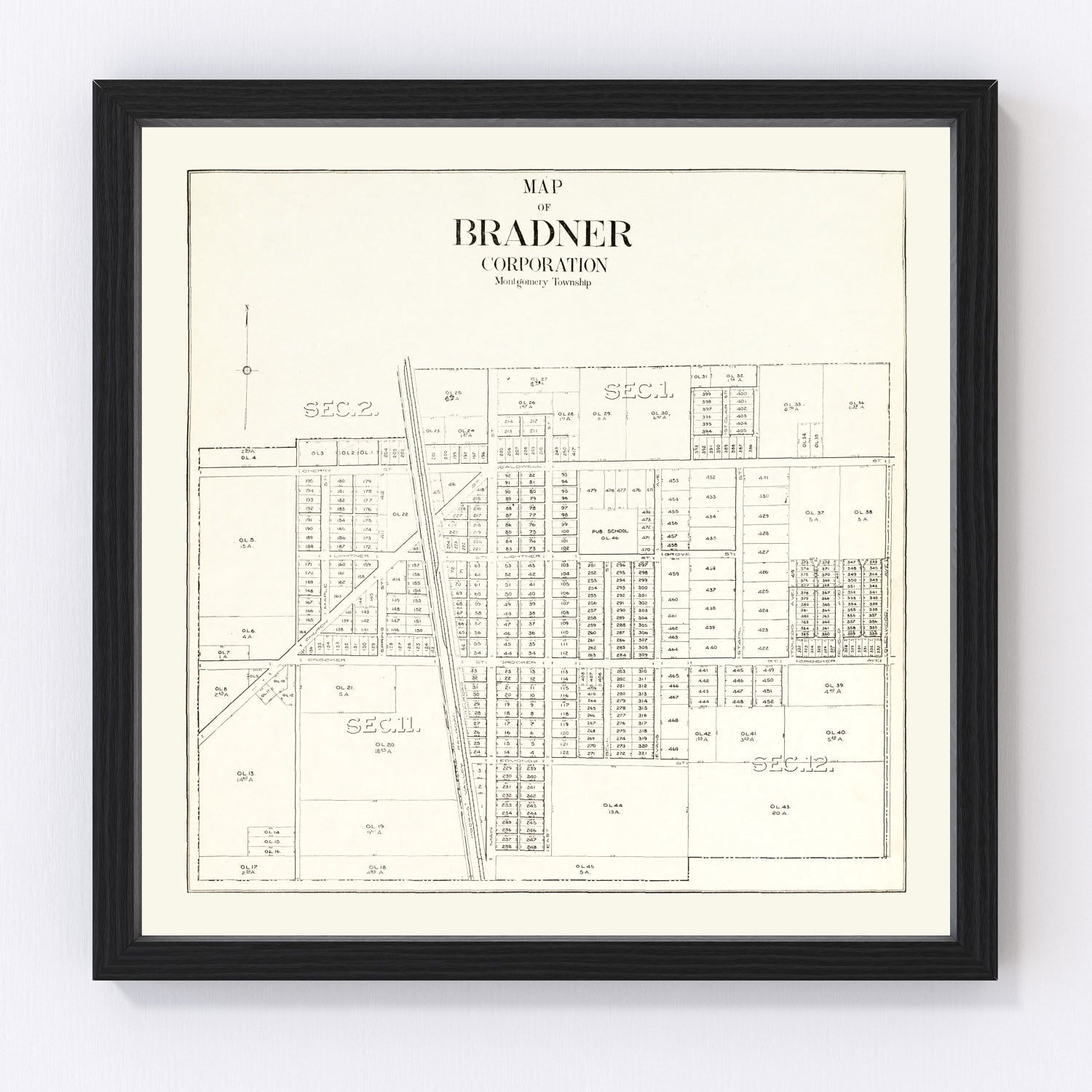 Vintage Map of Bradner, Ohio 1912