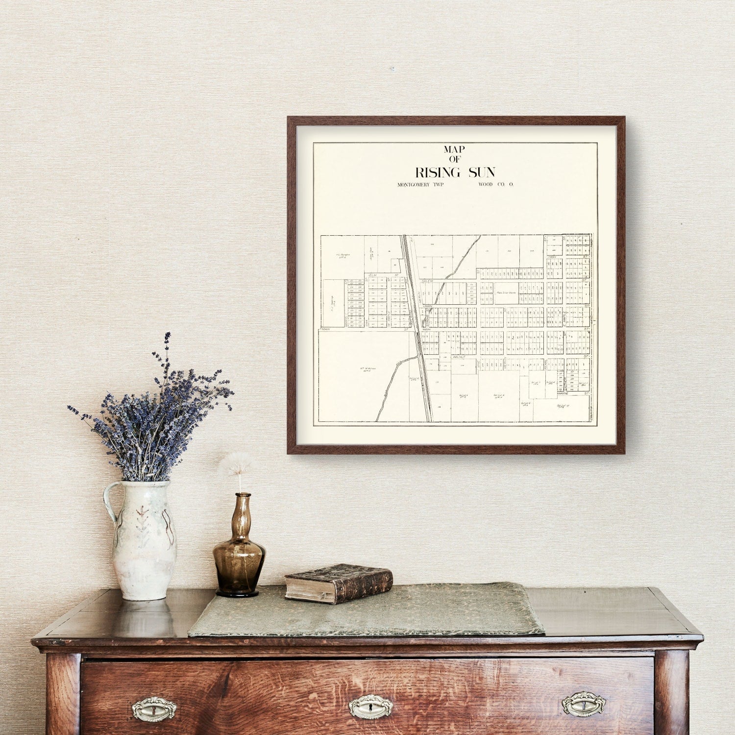 Vintage Map of Rising Sun, Ohio 1912