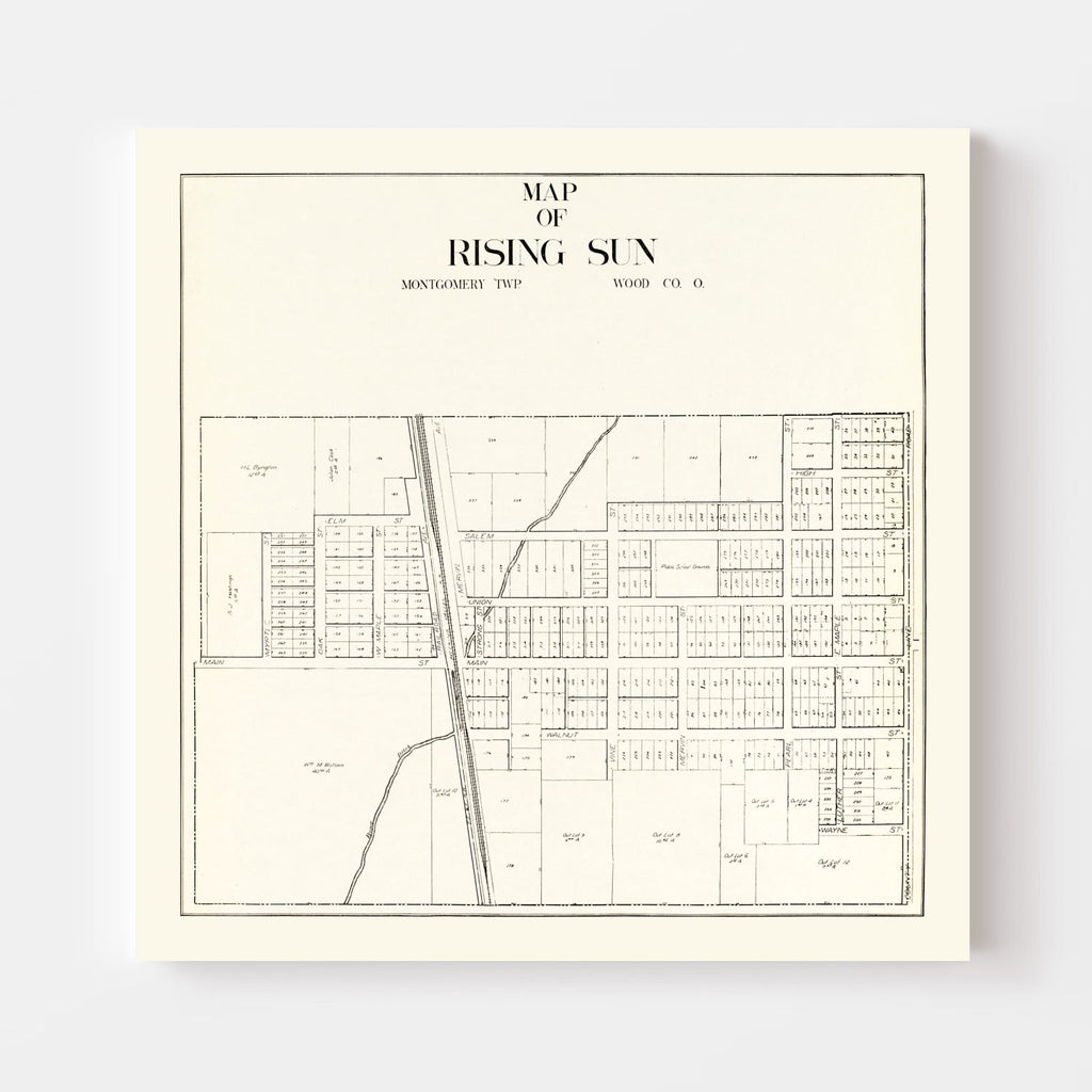 Vintage Map of Rising Sun, Ohio 1912