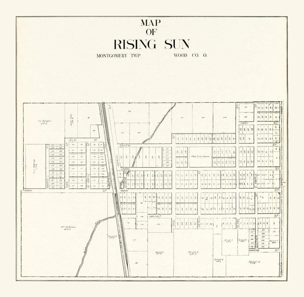 Vintage Map of Rising Sun, Ohio 1912
