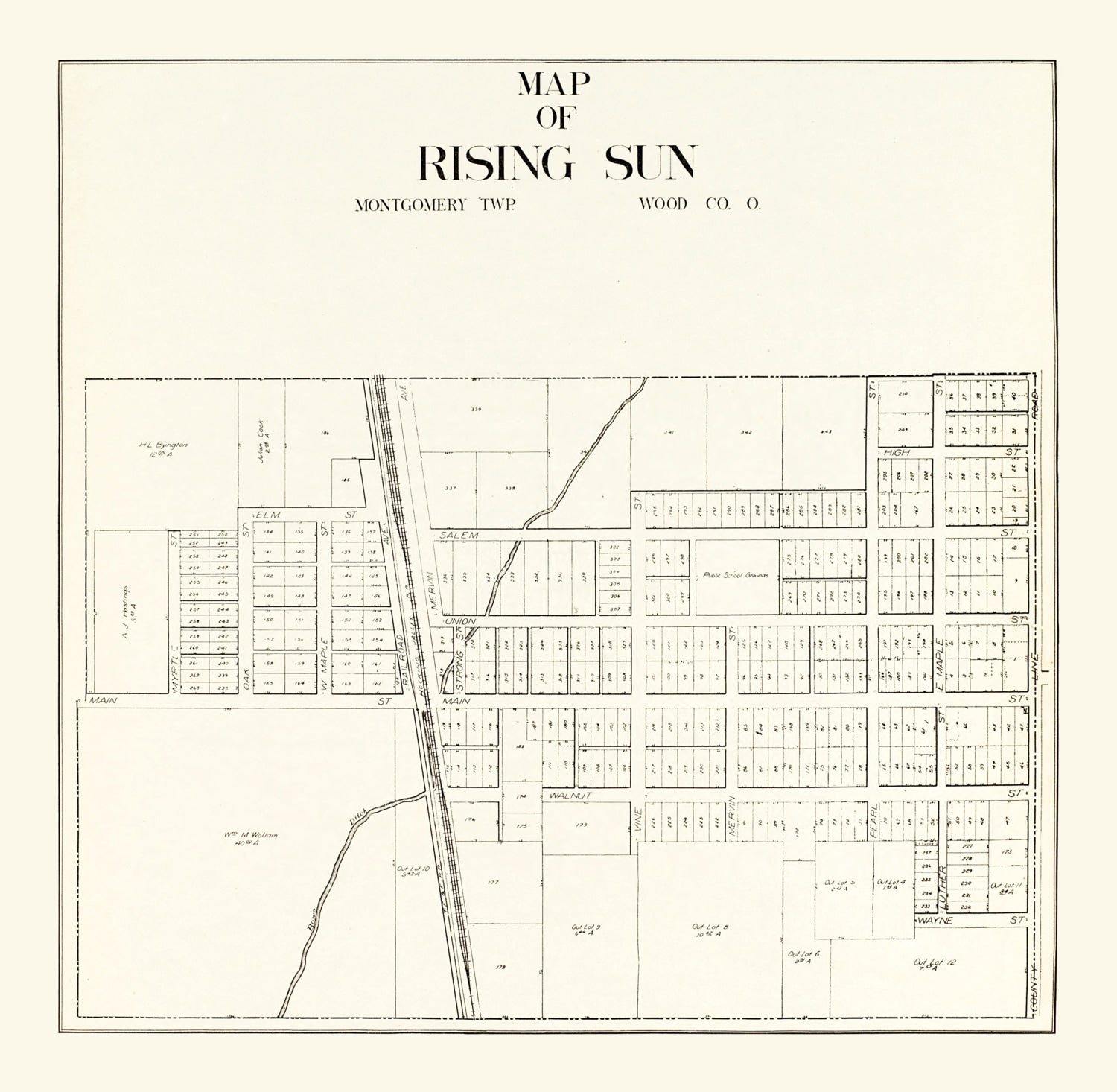 Vintage Map of Rising Sun, Ohio 1912