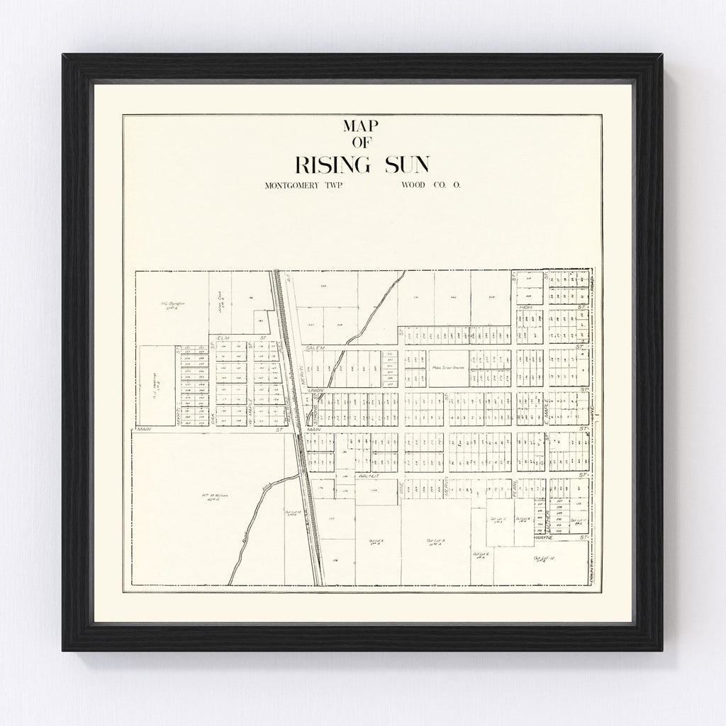 Vintage Map of Rising Sun, Ohio 1912
