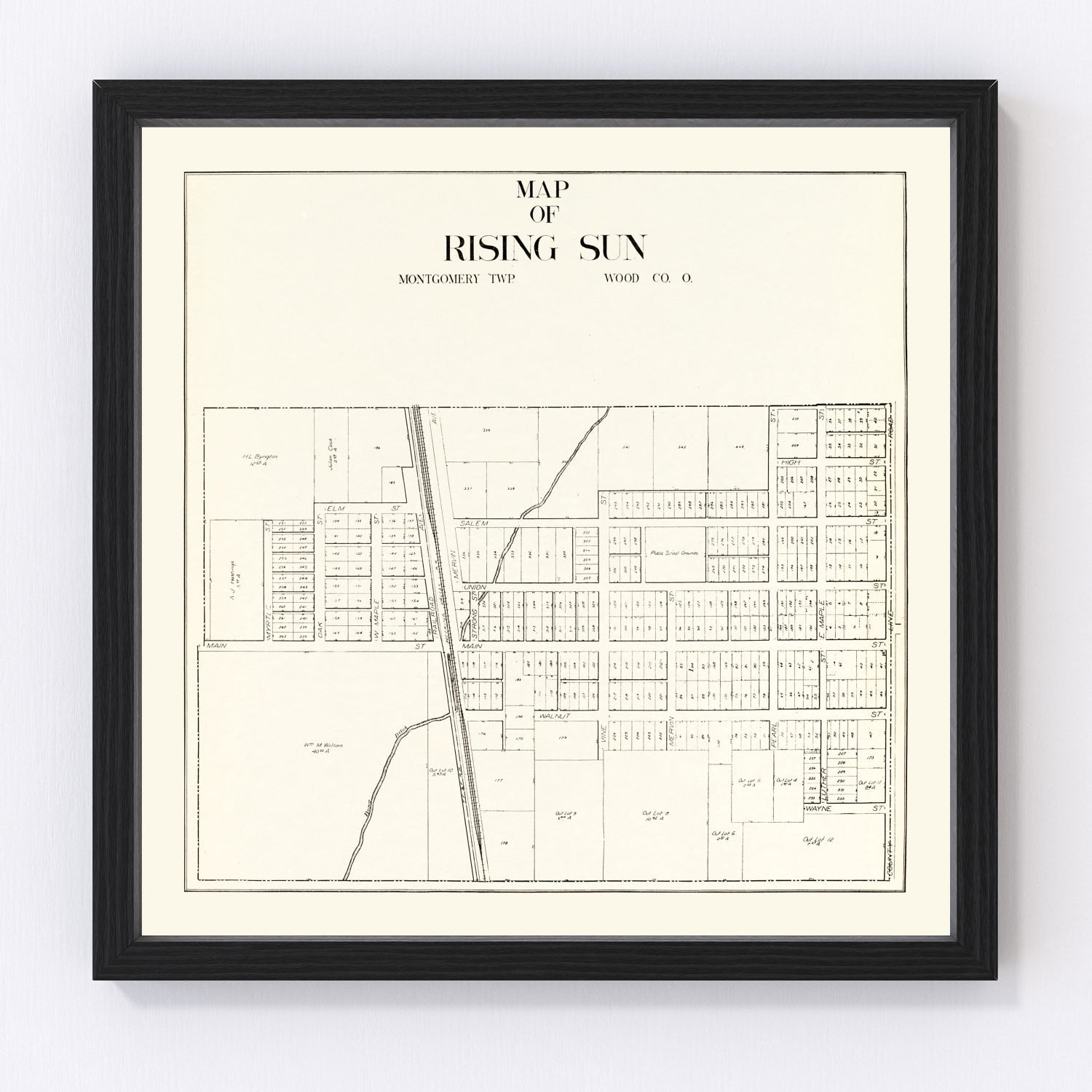 Vintage Map of Rising Sun, Ohio 1912