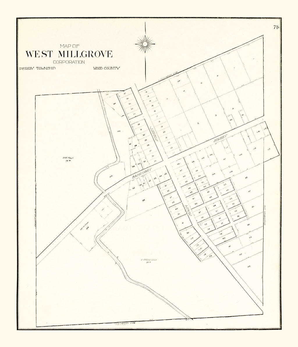 Vintage Map of West Millgrove, Ohio 1912