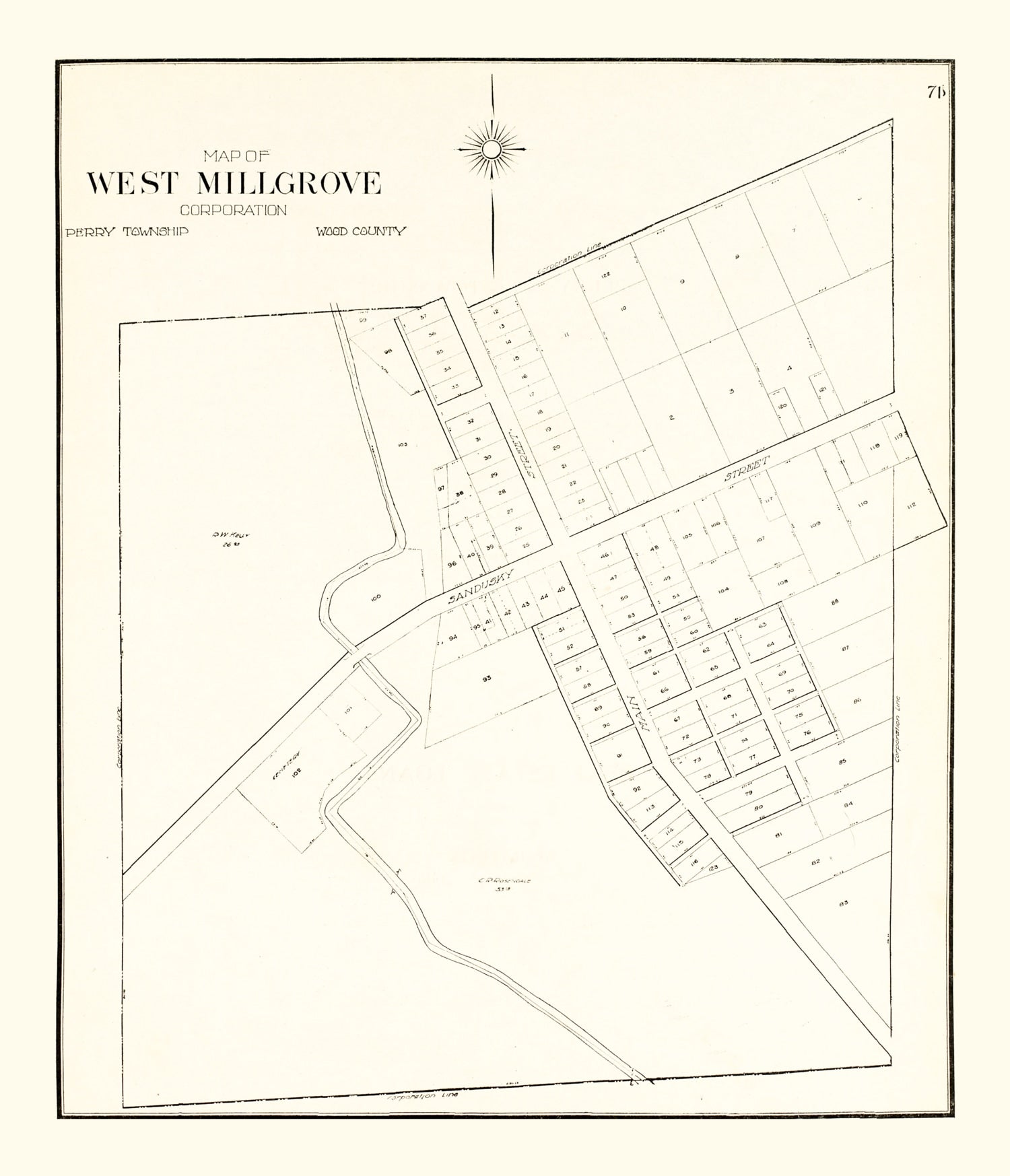 Vintage Map of West Millgrove, Ohio 1912
