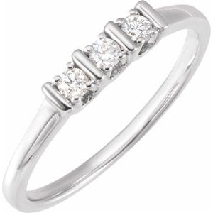 14K White Gold 1/6 CTW Natural Diamond Three-Stone Ring