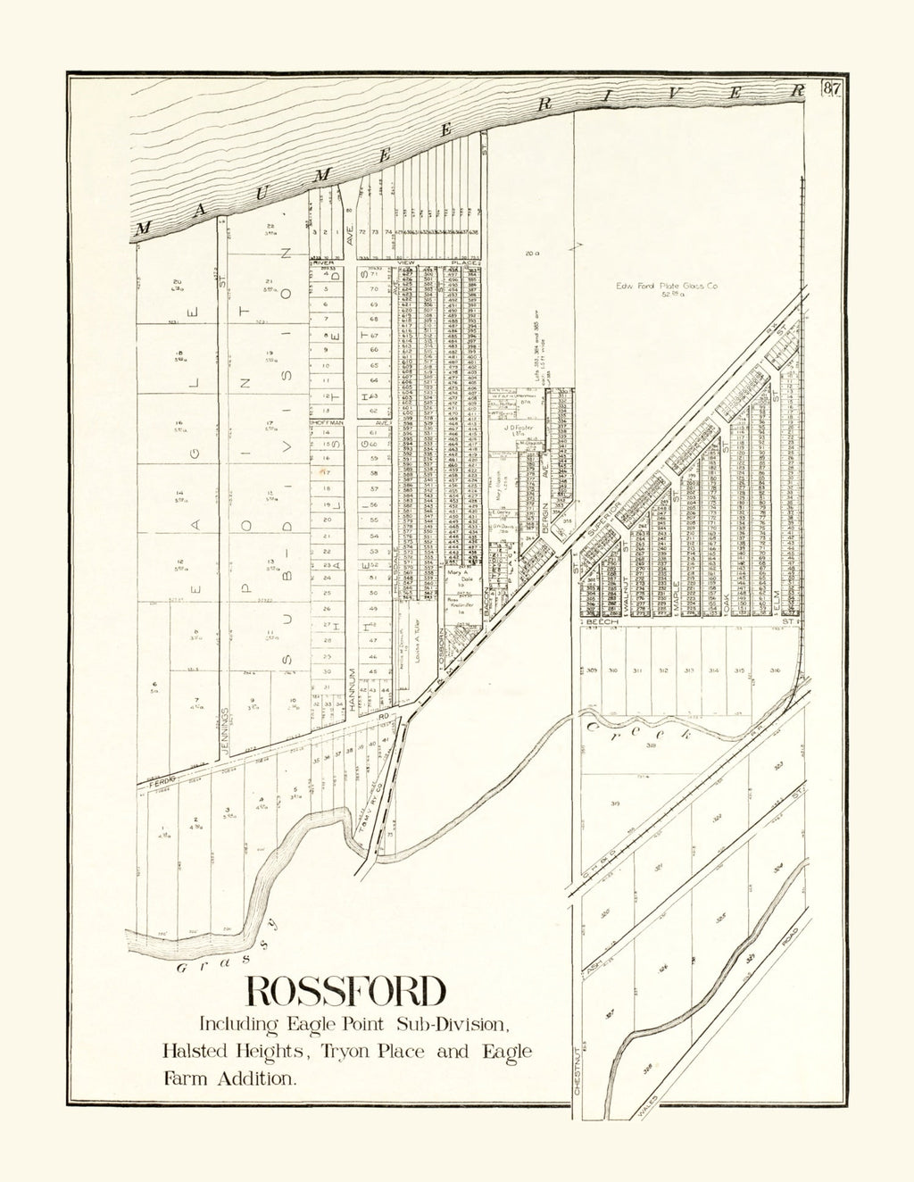 Vintage Map of Rossford, Ohio 1912