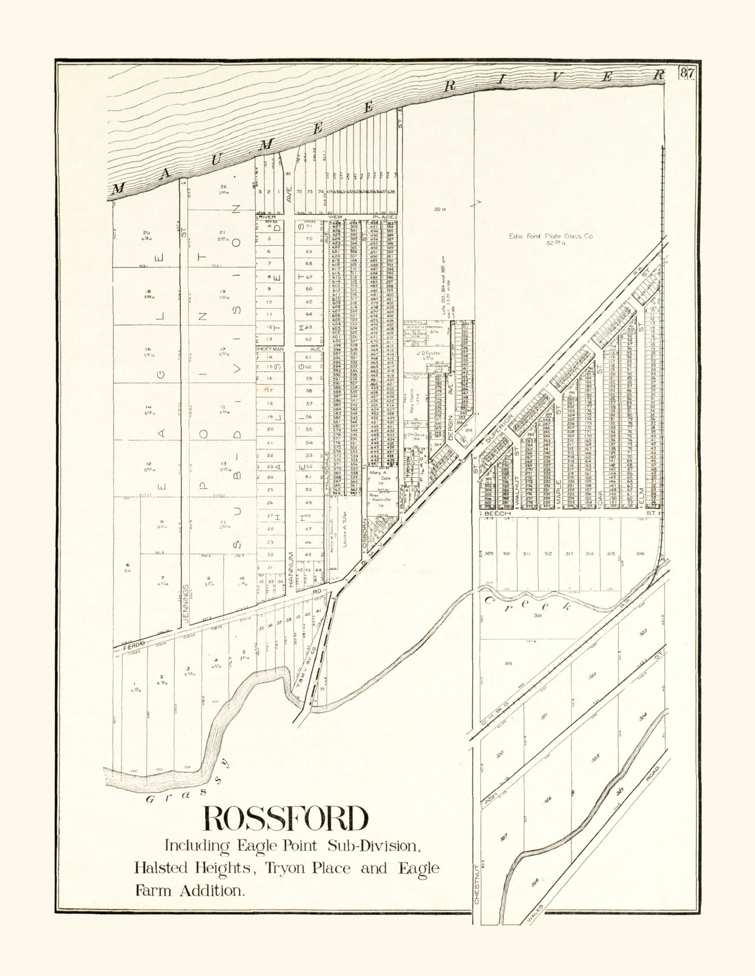 Vintage Map of Rossford, Ohio 1912