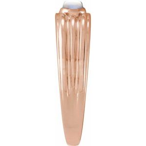 14K Rose Gold 5x3 mm Oval Natural Rainbow Moonstone Cabochon Ring