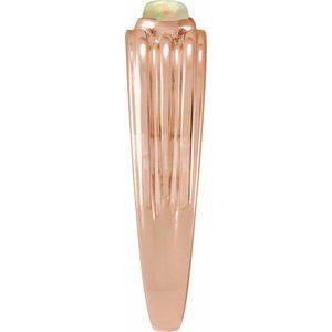 14K Rose Gold 5x3 mm Oval Natural White Opal Cabochon Ring