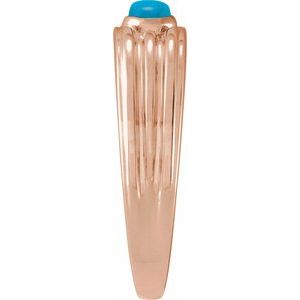 14K Rose Gold 5x3 mm Oval Natural Turquoise Cabochon Ring