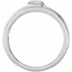 Sterling Silver 5x3 mm Oval Natural Rainbow Moonstone Cabochon Ring