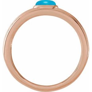 14K Rose Gold 5x3 mm Oval Natural Turquoise Cabochon Ring