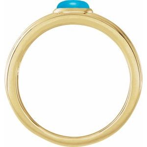 14K Yellow Gold 5x3 mm Oval Natural Turquoise Cabochon Ring