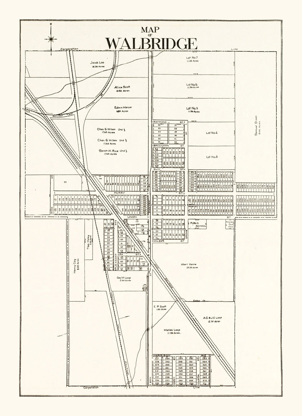 Vintage Map of Walbridge, Ohio 1912