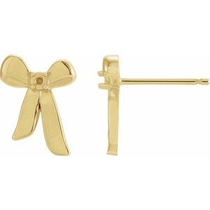 14K Yellow Gold 1.5 mm Accented Left Bow Earring Mounting