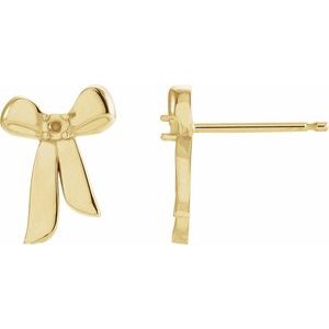 14K Yellow Gold 1.5 mm Accented Right Bow Earring Mounting
