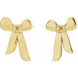 14K Yellow Gold 1.5 mm Accented Right Bow Earring Mounting – image 2