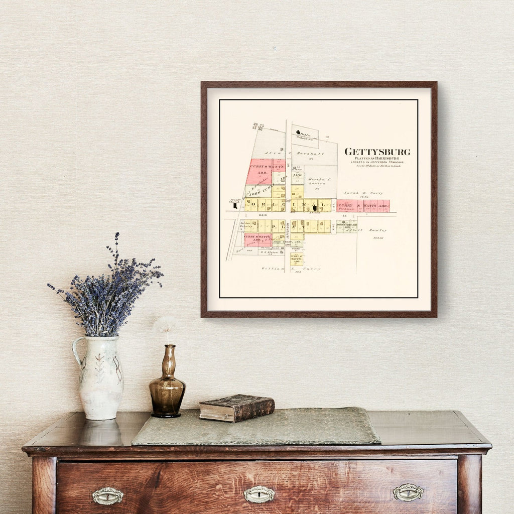 Vintage Map of Gettysburg, Ohio 1912