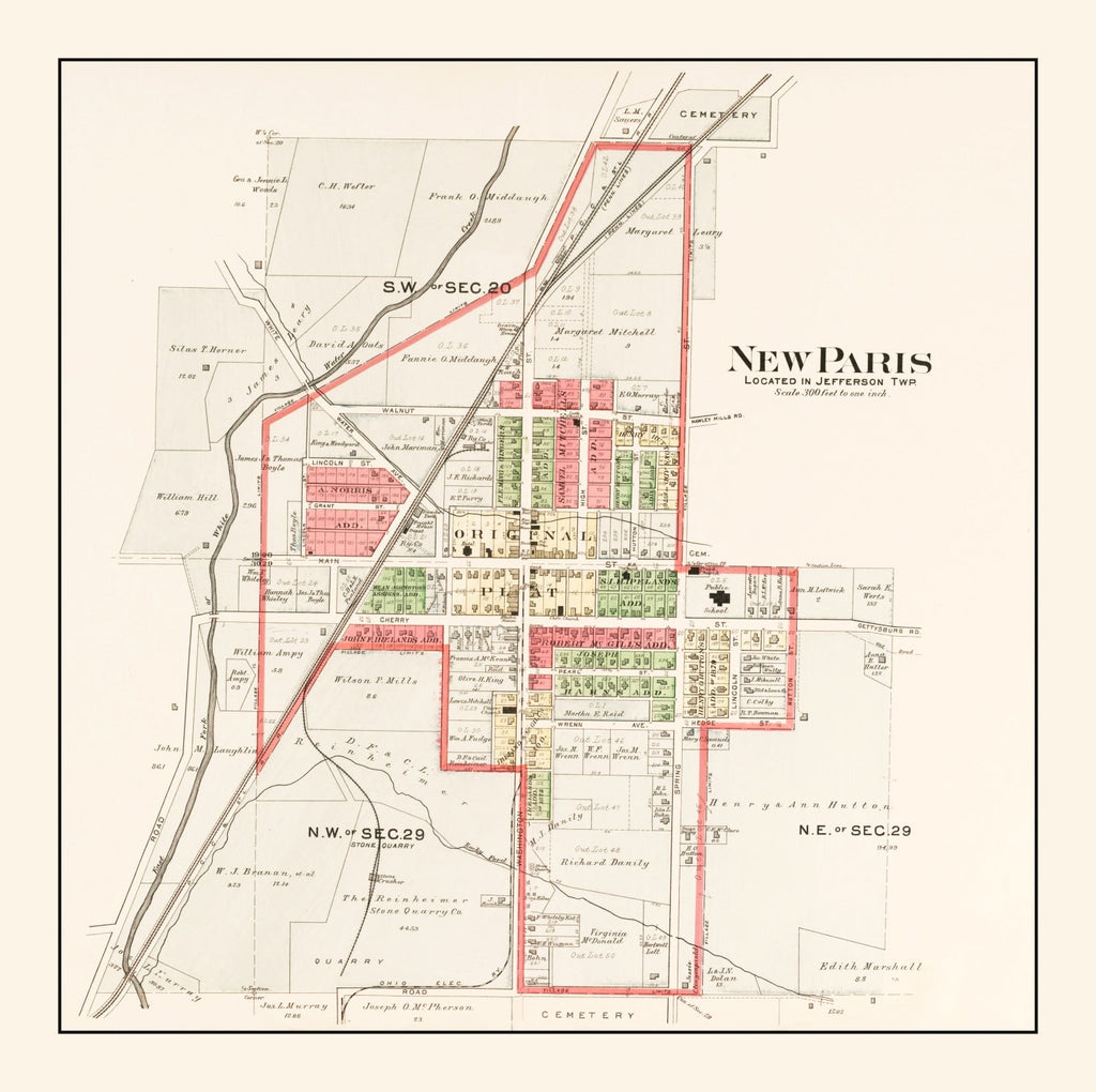 Vintage Map of New Paris, Ohio 1912