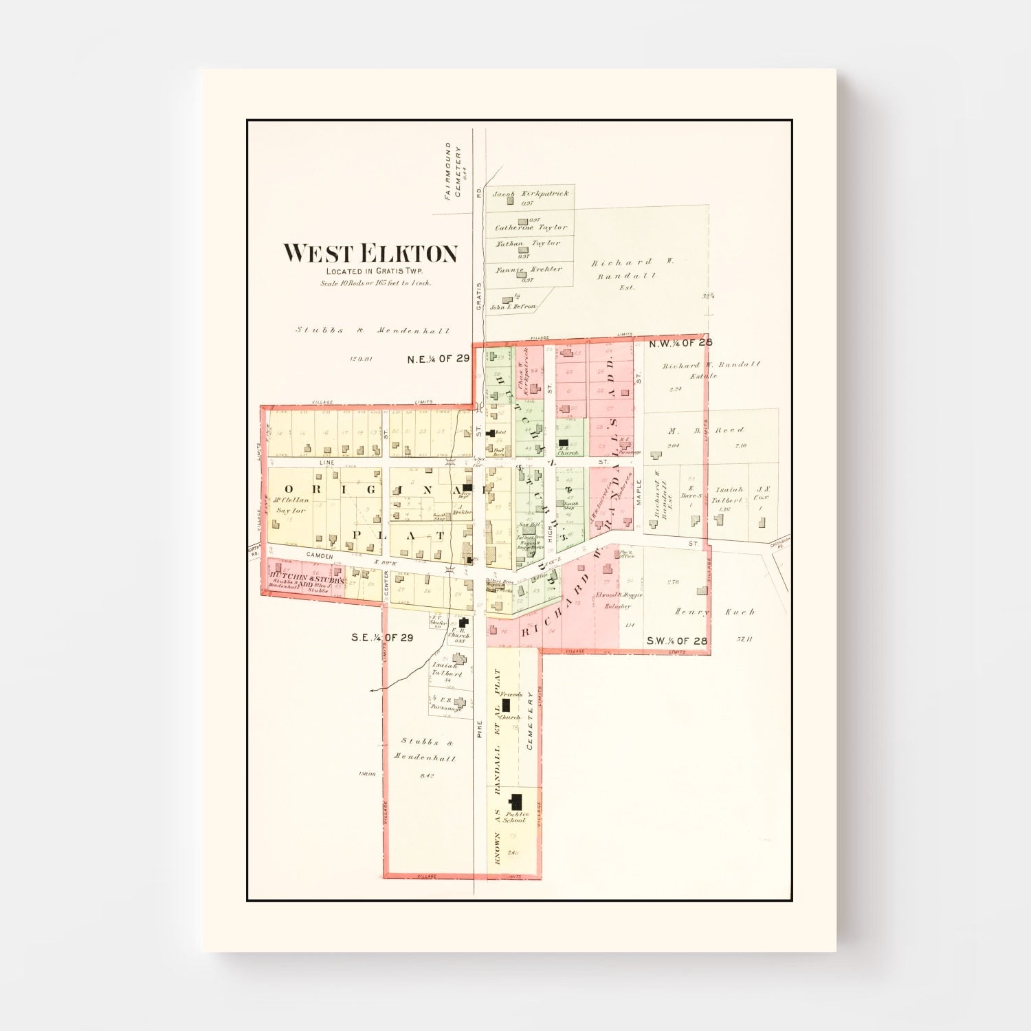 Vintage Map of West Elkton, Ohio 1912