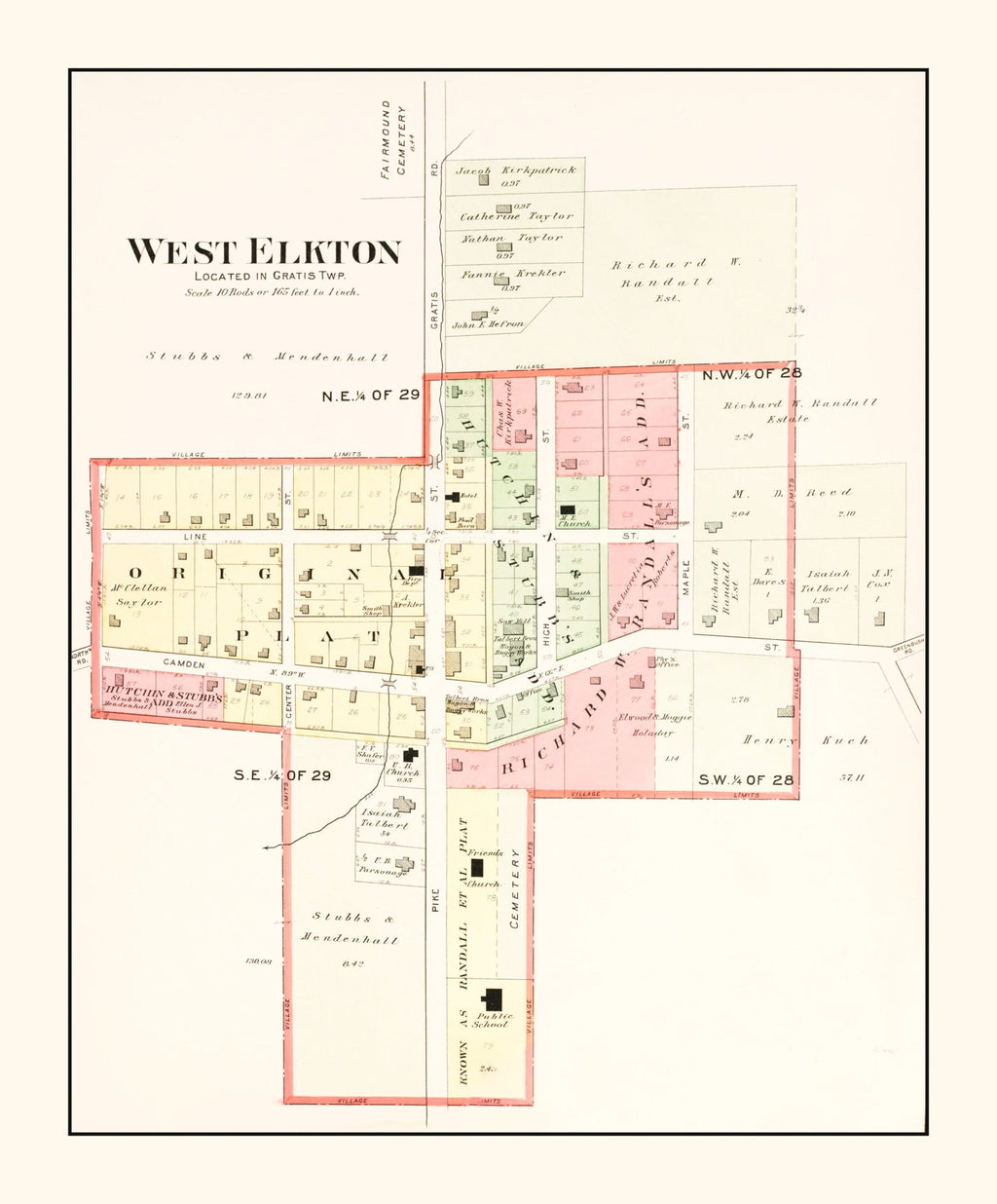 Vintage Map of West Elkton, Ohio 1912
