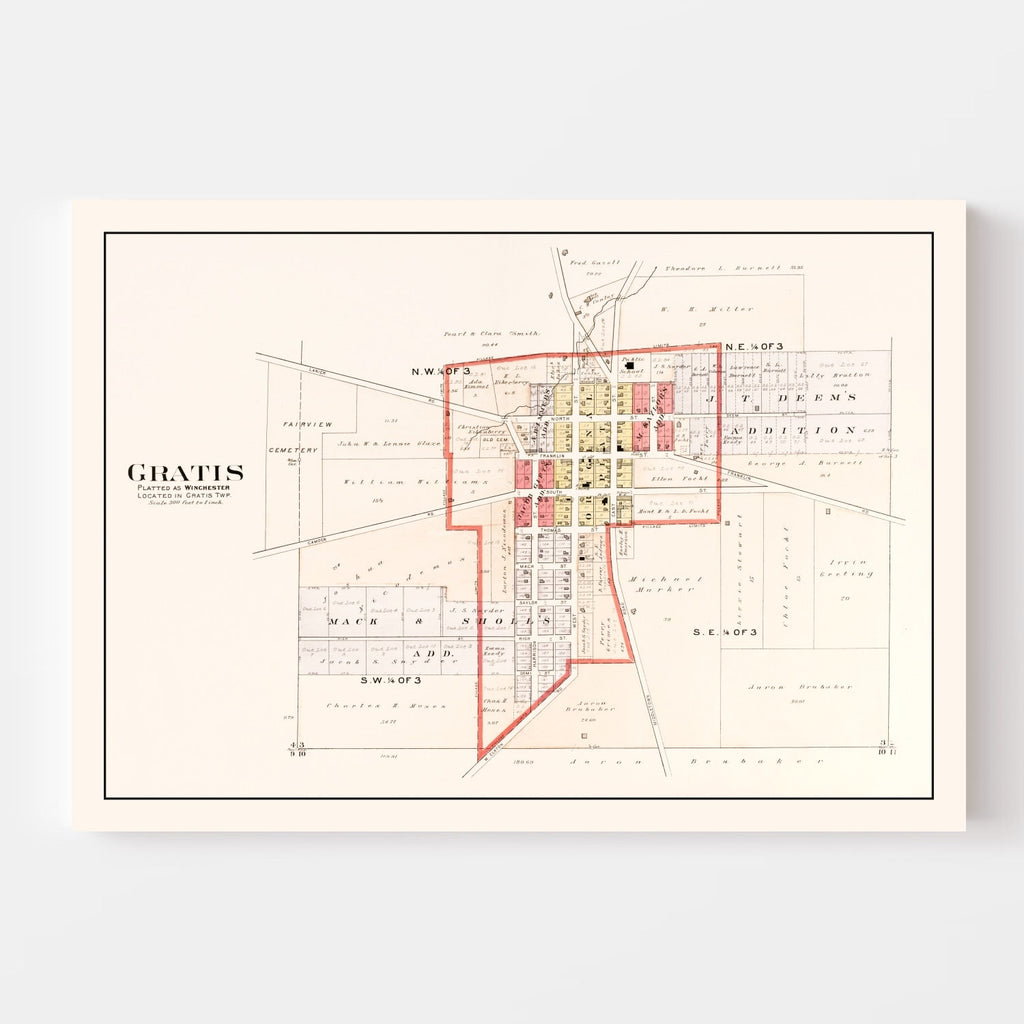 Vintage Map of Gratis, Ohio 1912